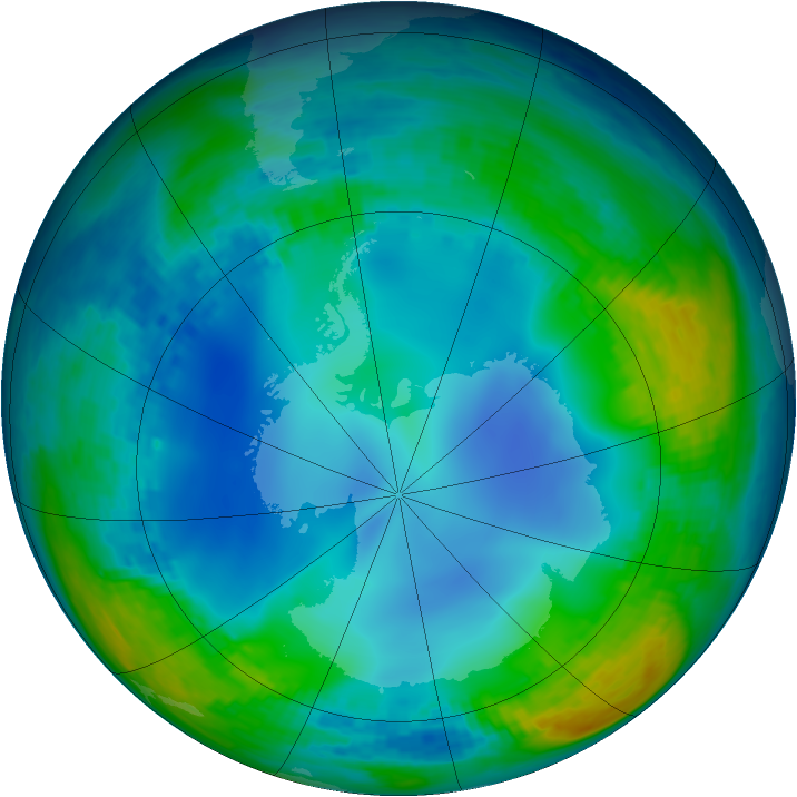 Antarctic ozone map for 25 May 2002